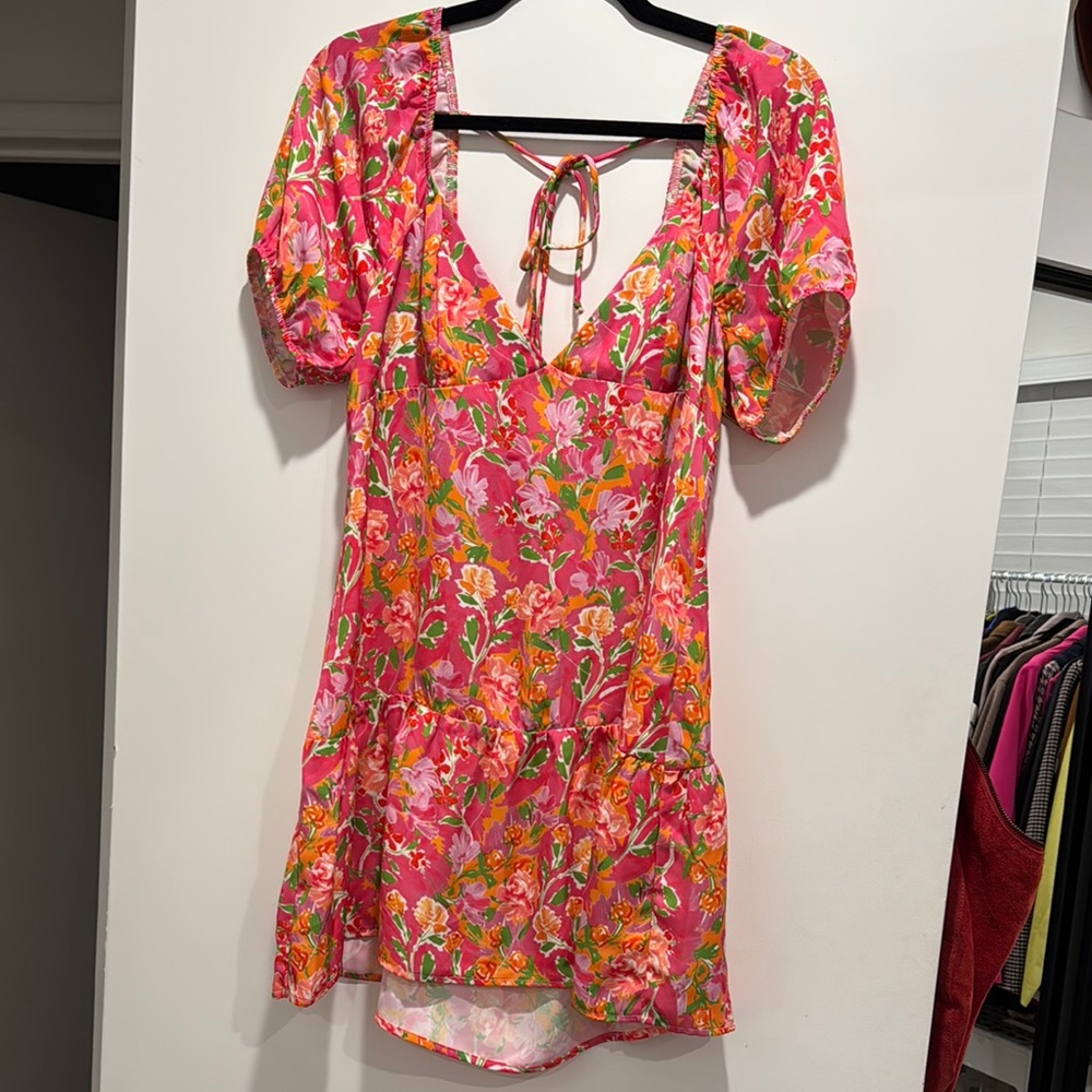 RESA Floral Mini Dress - Pink and Orange
